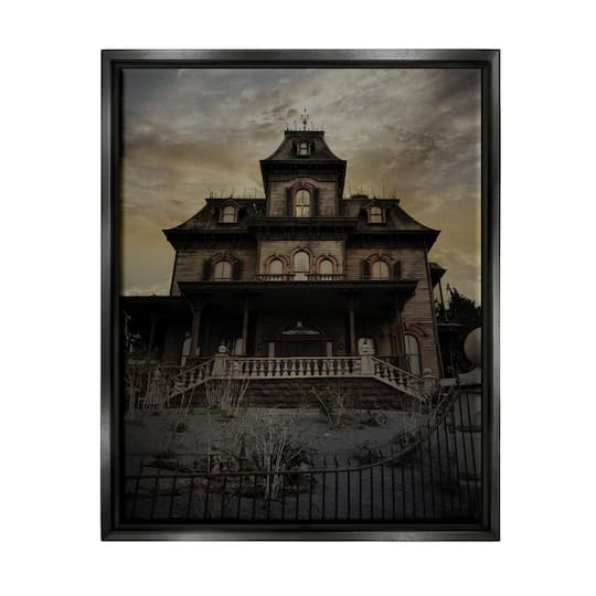 Stupell Industries Haunted House Landscape Framed Floater Canvas Wall Art